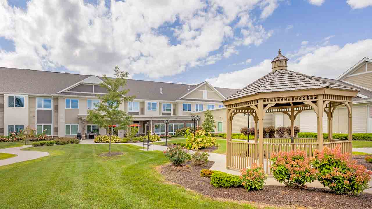 Courtyard with gazebo and gardens